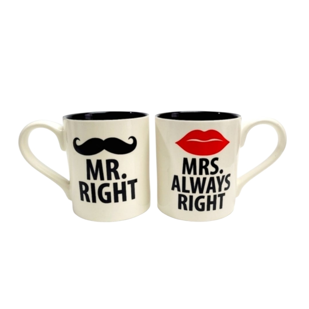 Our Name Is Mud by Lorrie Veasey Mr. Right & Mrs. Always Right Embossed Mugs